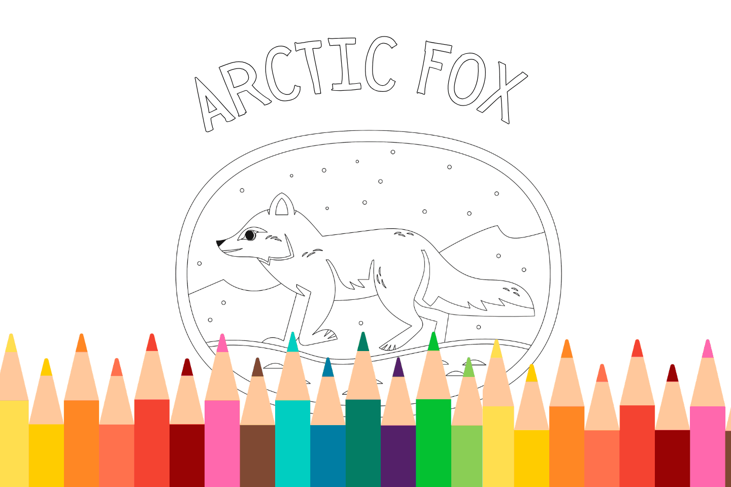 Printable arctic fox coloring page for kids