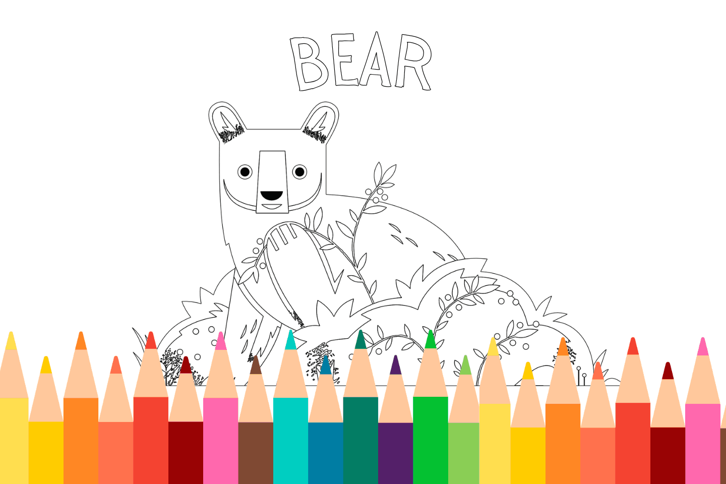 Printable bear coloring page for kids