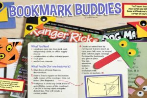 Colorful animal corner bookmark buddies including tiger fox frog and penguin with instructions