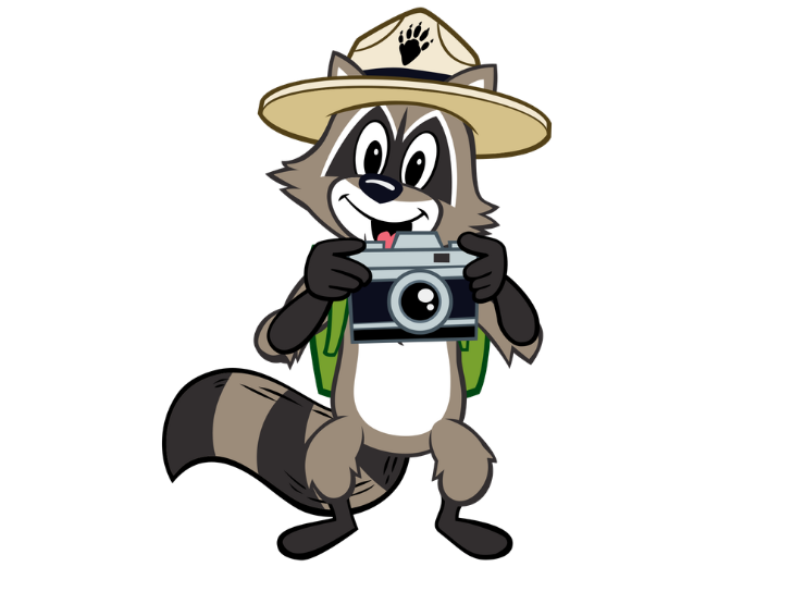 Ranger Rick holding a camera