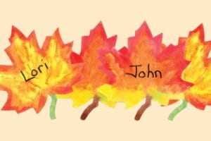 paper leaves colored with watercolor paint