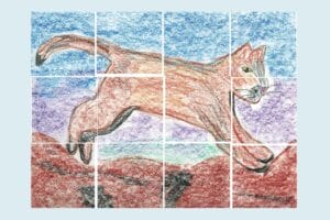cougar puzzle craft colored with crayons