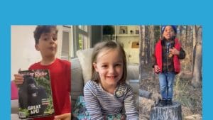 three kids sending videos to Ranger Rick