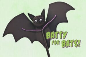 black paper bat craft with a green background